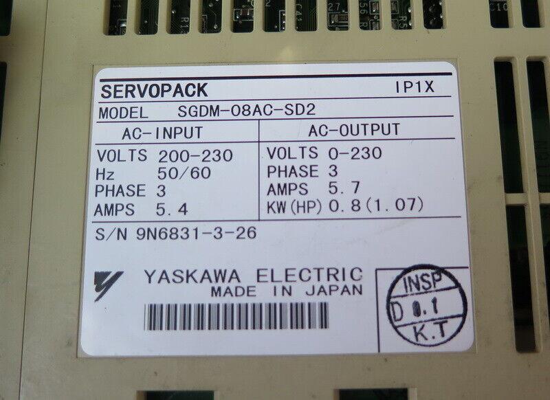 USED YASKAWA AC SERVO DRIVER SGDM-08AC-SD2 SGDM08ACSD2 FREE EXPEDITED SHIPPING