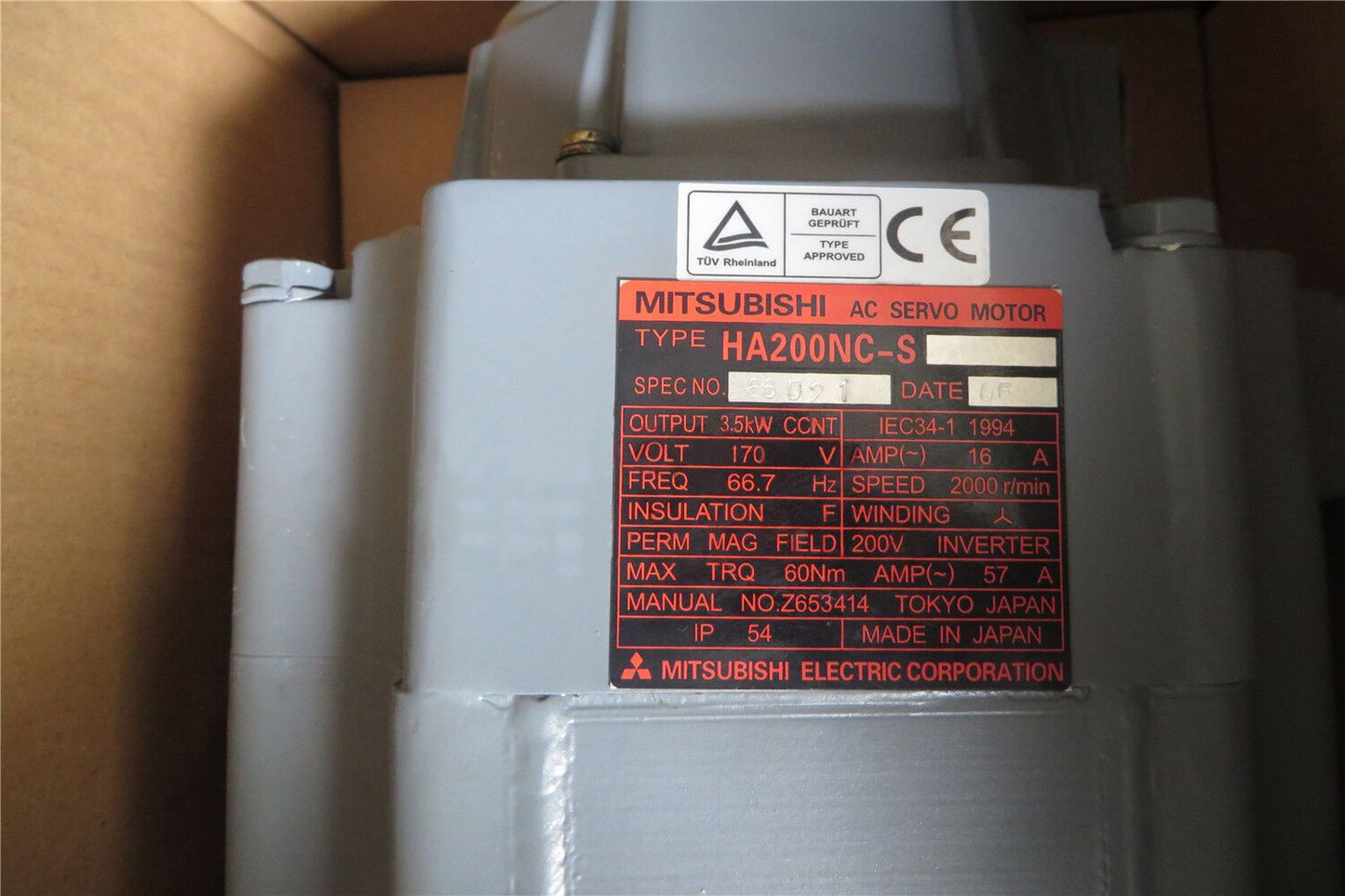 MITSUBISHI AC SERVO MOTOR HA200NC-S WITH ENCODER NEW FREE EXPEDITED SHIPPING