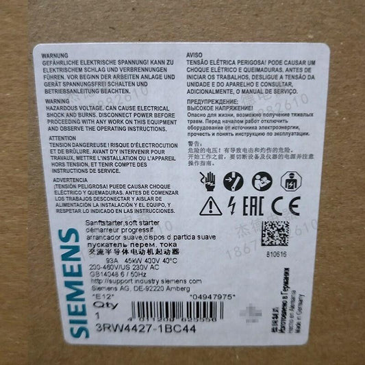 NEW SIEMENS 3RW4427-1BC44 SOFT STARTER 3RW44271BC44 EXPEDITED SHIPPING