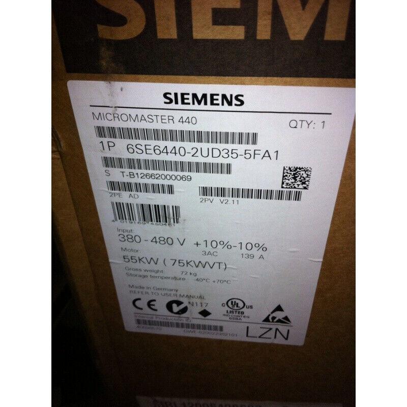 New Siemens 6SE6440-2UD35-5FA1 75KW Inverter 6SE64402UD355FA1 Expedited Shipping