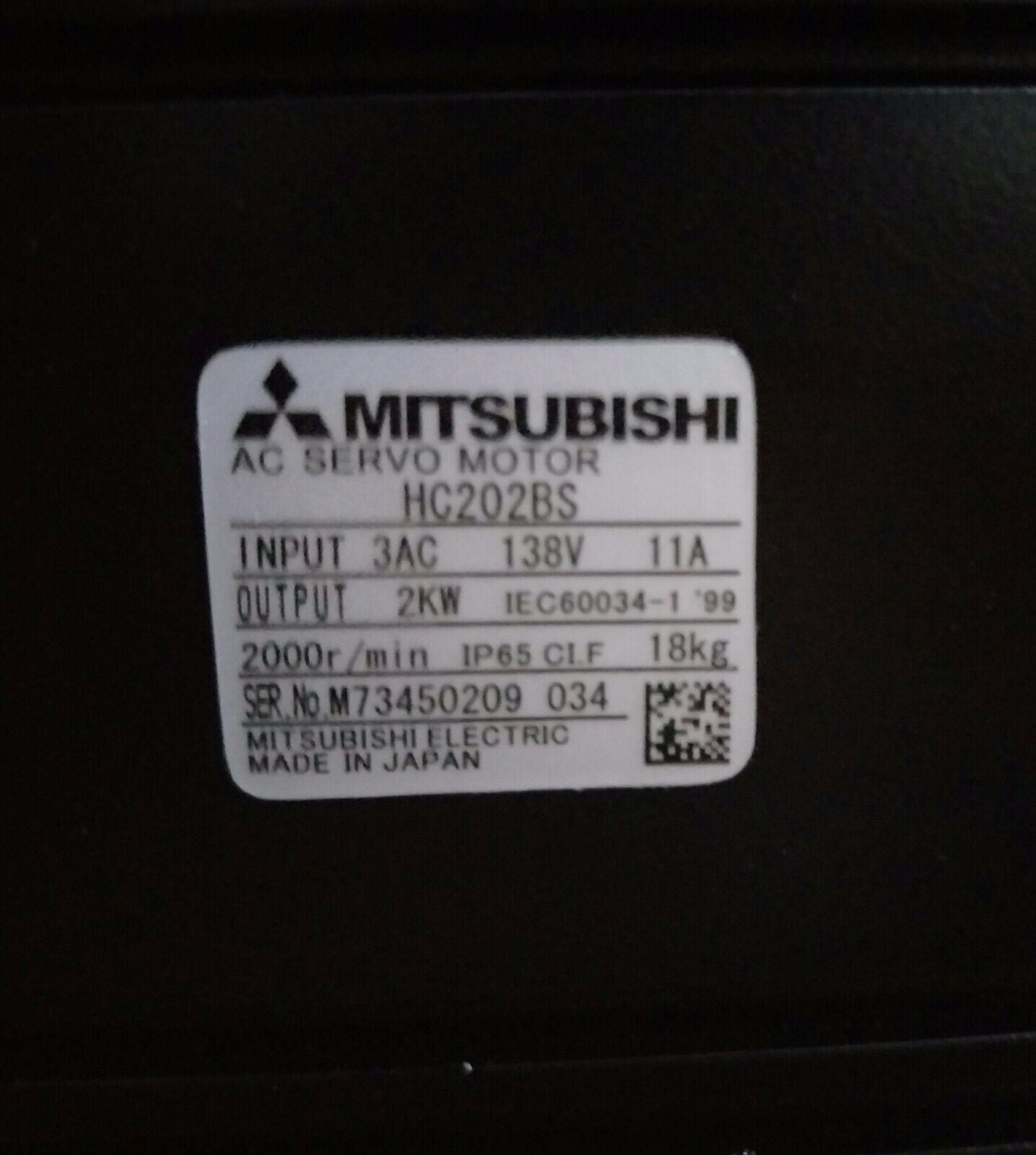 1PC MITSUBISHI AC SERVO MOTOR HC202BS-A47 HC202BS NEW FREE EXPEDITED SHIPPING