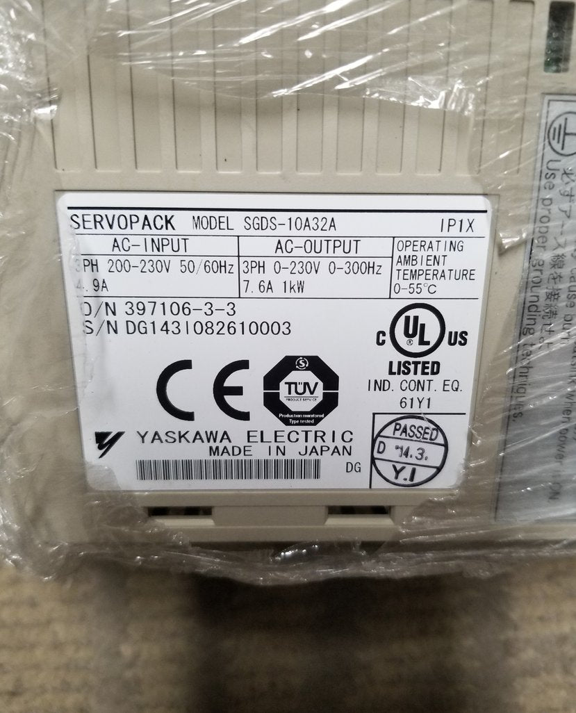 USED 100% TESTED YASKAWA AC SERVO DRIVER SGDS-10A32A FREE EXPEDITED SHIPPING