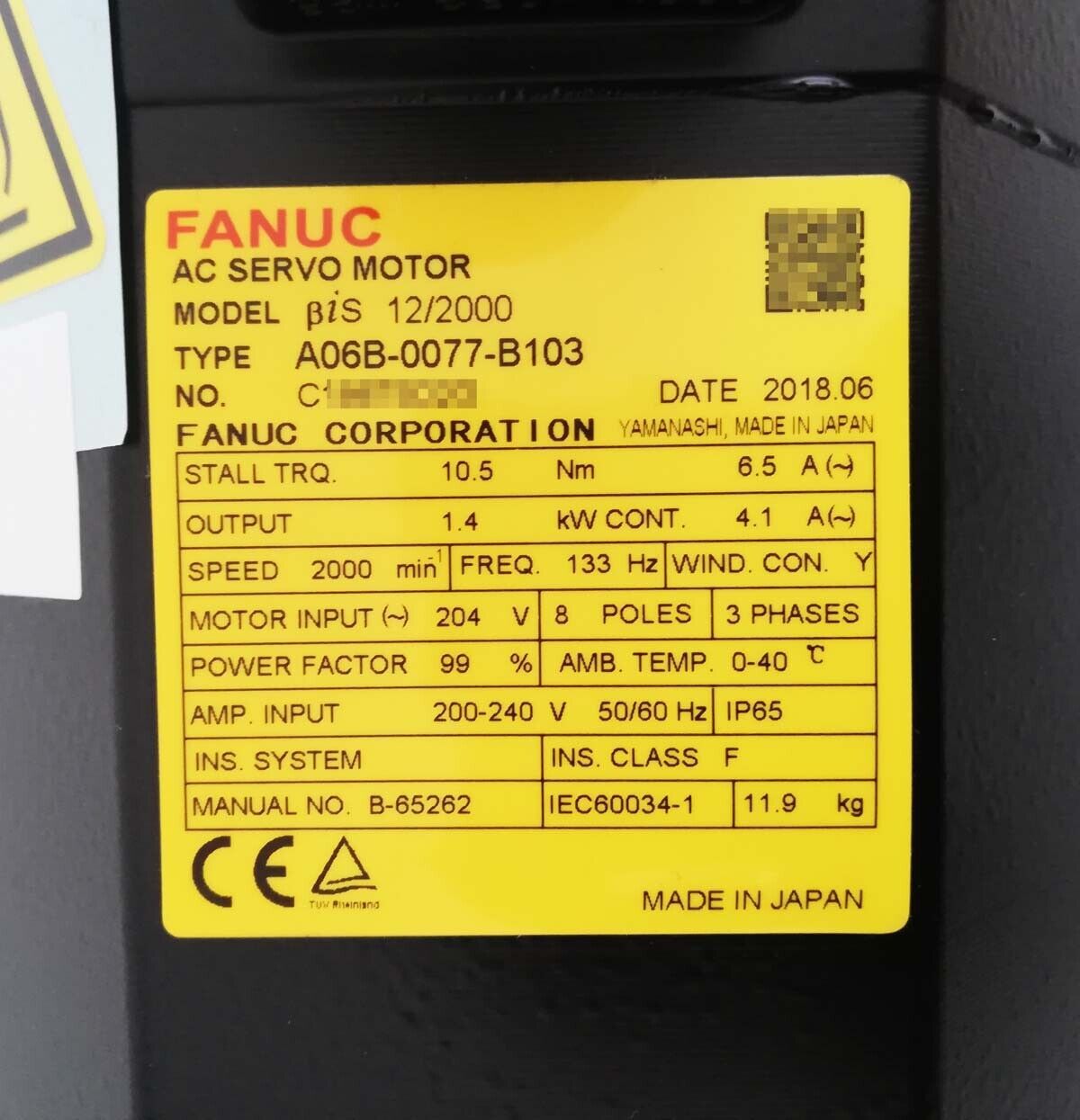 1PC NEW FANUC AC SERVO MOTOR A06B-0077-B103 A06B0077B103 FREE EXPEDITED SHIP