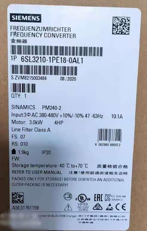 NEW SIEMENS 6SL3210-1PE18-0AL1 INVERTER 6SL32101PE180AL1 EXPEDITED SHIPPING