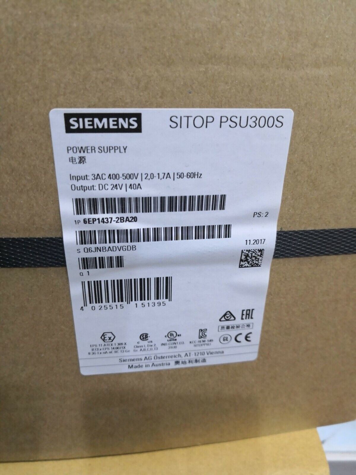 SIEMENS POWER SUPPLY 6EP1437-2BA20 6EP14372BA20 NEW EXPEDITED SHIPPING